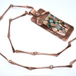 Collar en cobre y esmalte a fuego con cadena de cobre